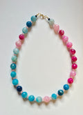Collar de Ágatas Naturales Rosadas y Turquesa | Collar Artesanal de Piedras