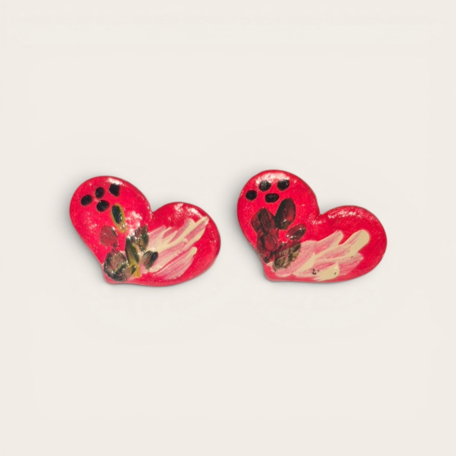 Aros Corazón de Arcilla Pintados a Mano | Base de Acero Inoxidable