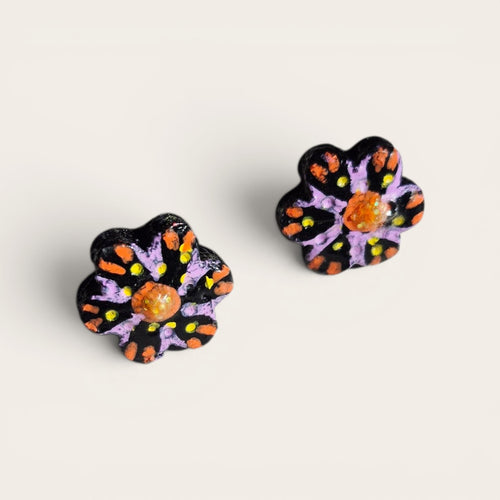 Aritos flor pintados a mano