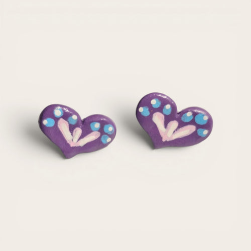 Aros Corazón de Arcilla Pintados a Mano | Base de Acero Inoxidable